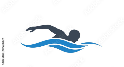 Swimmer Silhouette Swimming Motion.