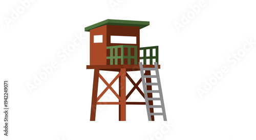 Wooden Treehouse with Ladder.