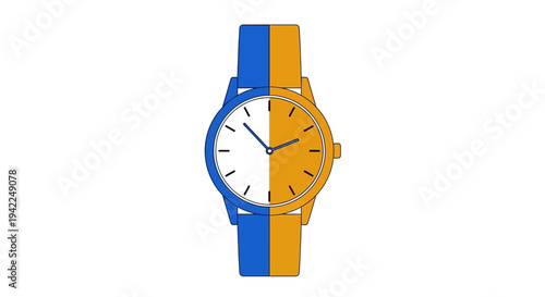 Wristwatch with Blue Yellow Strap.