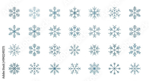 Collection of Various Snowflake Patterns and Designs.