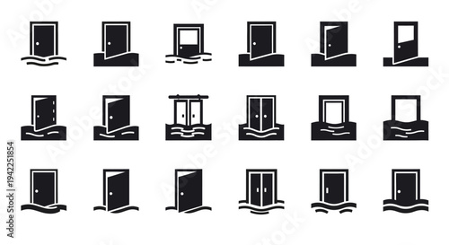 Collection of various laptop icons displayed on a clean white background from a straightforward viewpoint.