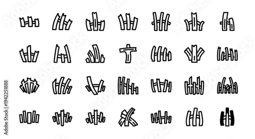 Collection of various abstract hand gesture illustrations displayed in a grid pattern