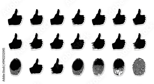 A grid of thumbs up icons in various degradation states displayed from a direct viewpoint