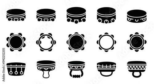 Collection of Various Drum Icons Displayed in a Grid Formation