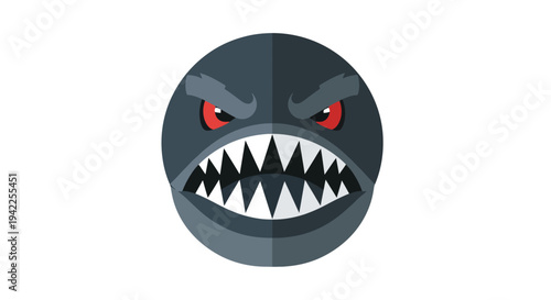 Angry Shark Face Icon.