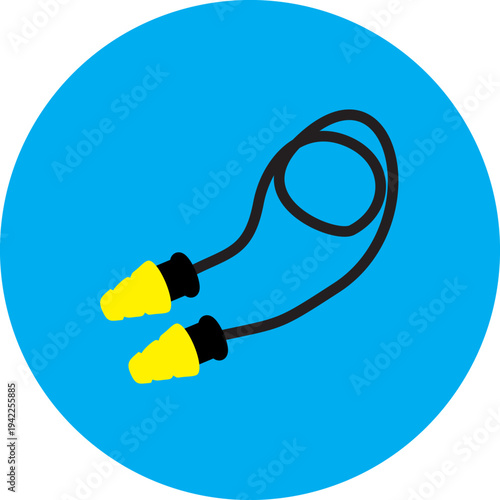 Vector illustration of ear plug icon on blue background