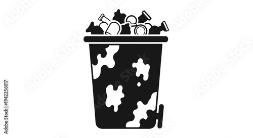 Black Trash Can Icon.