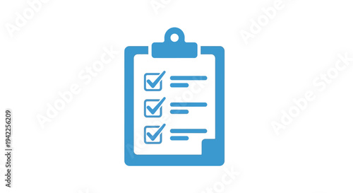 Blue Clipboard Checklist Icon.