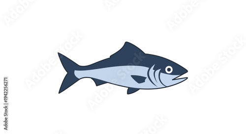 Blue Fin Fish Illustration.