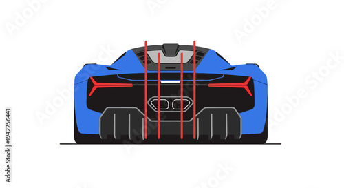 Blue Sports Car Rear.