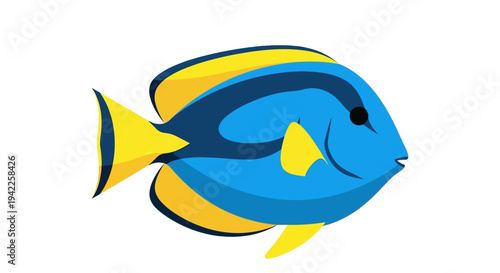 Blue Yellow Fish Illustration.