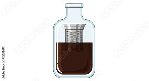 Bottle with Dark Liquid.