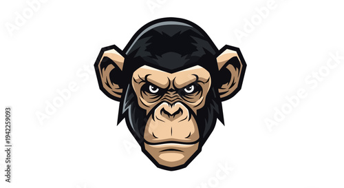 Cartoon Chimpanzee Face Portrait.