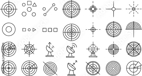 Radar icons. Set of Radar screen icons - vector.
