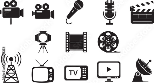 Collection of black and white for television radio and broadcasting media cinema