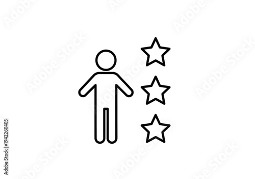 Star performer icon, black pictogram for leadership, professional ranking, and recruitment excellence concepts