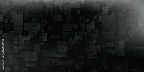 Abstract dark geometric pattern with squares and rectangles.