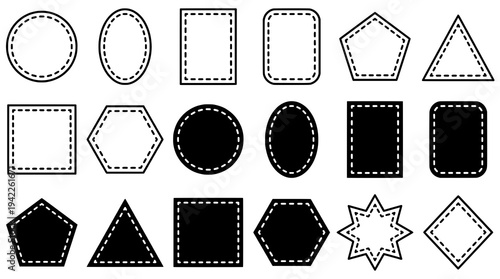 Geometric Dotted Frames and Shapes Set