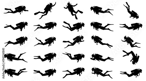 Scuba Divers Silhouette Collection Set