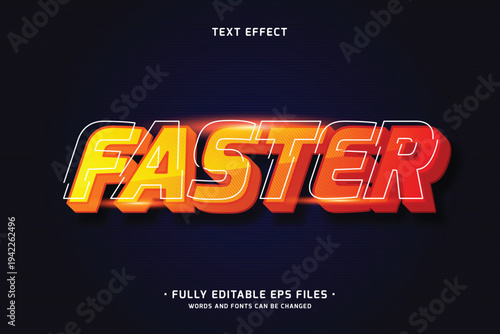 Orange color 3D text effect with editable EPS files