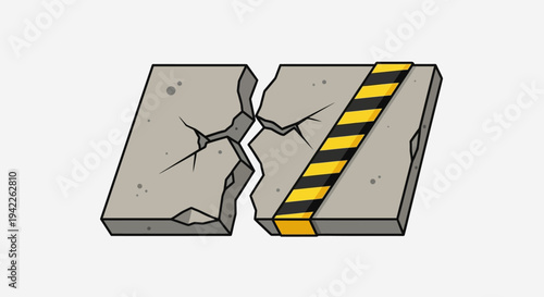 Cracked Concrete Roadway Section.