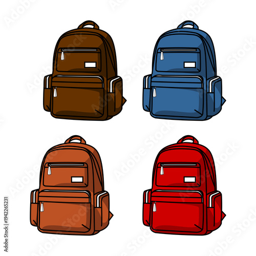 Colorful Cartoon Backpacks with Pockets and Straps.