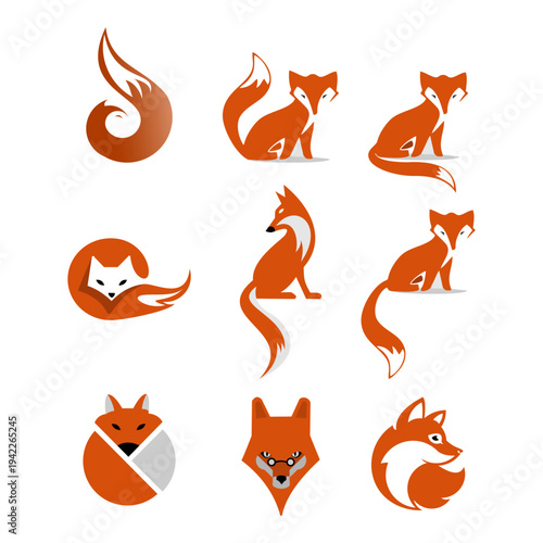 Collection of Orange Fox Icons and Logos.