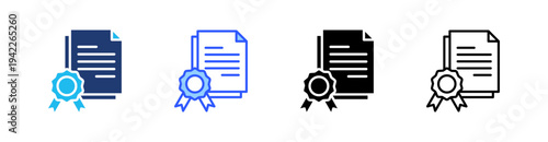 Diploma Multi Style Icon Set Vector 