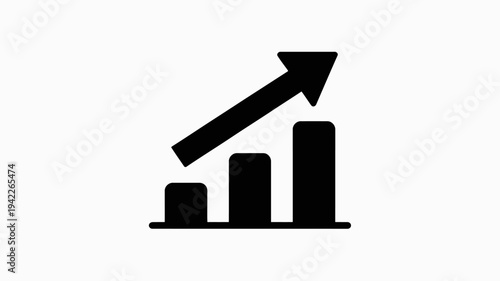 Business graphs and charts icons, Growing graph set. Business chart with arrow. Growths chart collection. Profit growing symbol. Progress bar, silhouette icon for growth, business, finance, analytics
