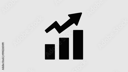 Business graphs and charts icons, Growing graph set. Business chart with arrow. Growths chart collection. Profit growing symbol. Progress bar, silhouette icon for growth, business, finance, analytics
