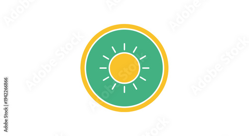 sun symbol icon green yellow circle.