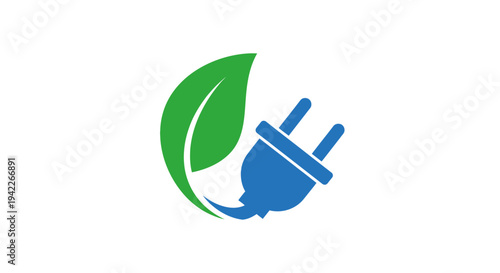 Eco-Friendly Electric Plug with Green Leaf.