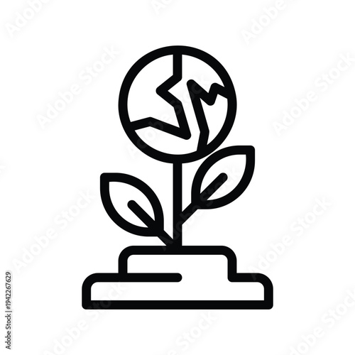 Eco Friendly Globe Plant Icon.