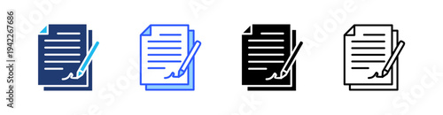 Contract Multi Style Icon Set Vector 