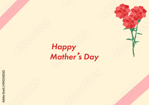 母の日のカーネーション背景素材イラスト_感謝を伝える花_便箋_レターセット_リボン