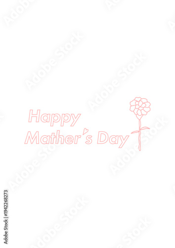 母の日のカーネーションのシンプルな背景素材イラスト_線画_縦背景_コピースペース