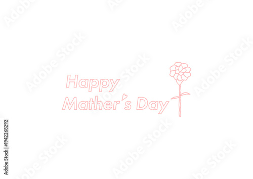 母の日のカーネーションのシンプルな背景素材イラスト_線画_横背景_コピースペース