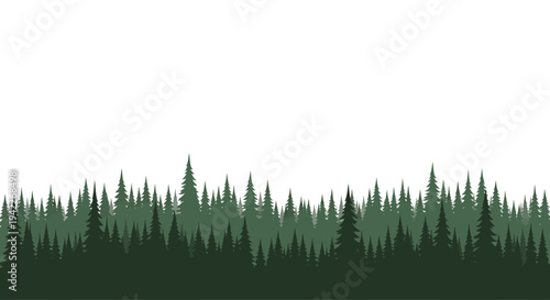 Illustration of a dense forest landscape with a character icon, symbolizing the International Day of Forests, set against a clean white background with a mix of dark and light green trees.