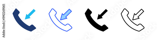 Incoming Call Multi Style Icon Set Vector 