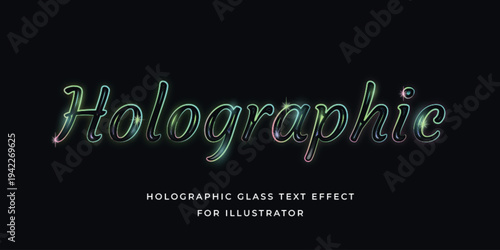 Holographic glass text effect for Illustrator in a sleek design