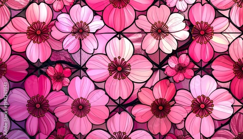 Sakura Stained Glass Seamless Pattern
