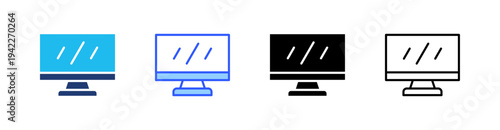 Monitor Multi Style Icon Set Vector 