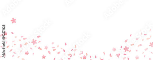 Sakura petals falling down. Romantic pink flowers gradient. Falling petals on white background. Love, romance concept. Artistic vector illustration.