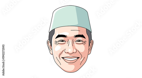 Smiling Man Wearing Traditional Hat Portrait.