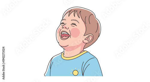 Crying Cartoon Child with Open Mouth.