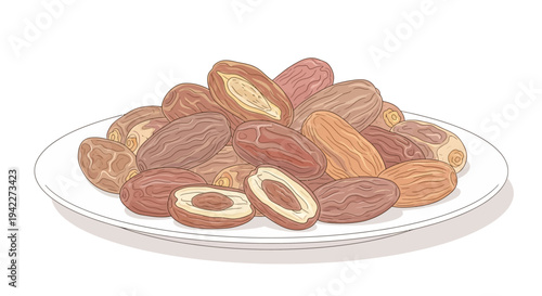 Almonds on White Plate.