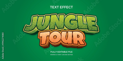Green and orange jungle tour text effect with editable file