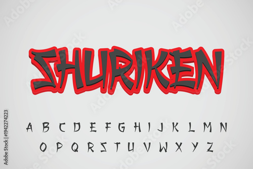 Red and black graffiti style text effect with alphabet letters