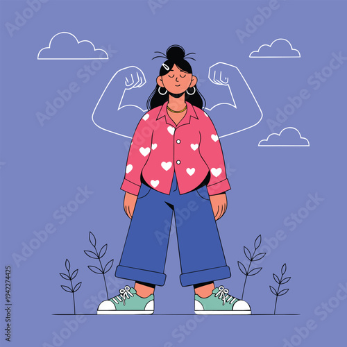 Female Power Confidence Cartoon Character Vector