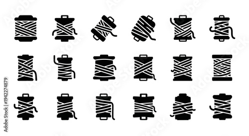 Collection of Black Silhouette Illustrations Featuring Various Tea Kettles with Striped Patterns on a White Background from Multiple Angles